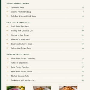 Actual PDF page 3 from A Taste of Lithuania: Contents, page 1.