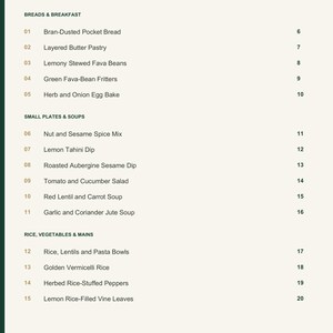Actual PDF page 3 from A Taste of Egypt: Contents, page 1.