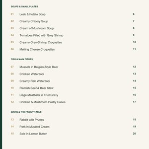Actual PDF page 3 from A Taste of Belgium: Contents, page 1.