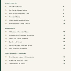Actual PDF page 3 from A Taste of Zambia: Contents, page 1.