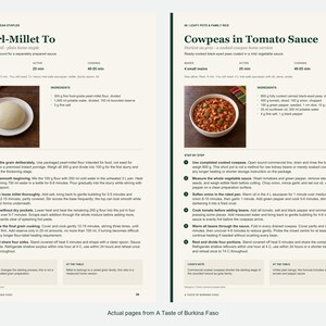 Two actual recipe pages from A Taste of Burkina Faso.