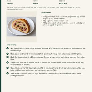 Actual PDF page 13 from A Taste of Venezuela: Ham, Olive and Raisin Bread recipe page.