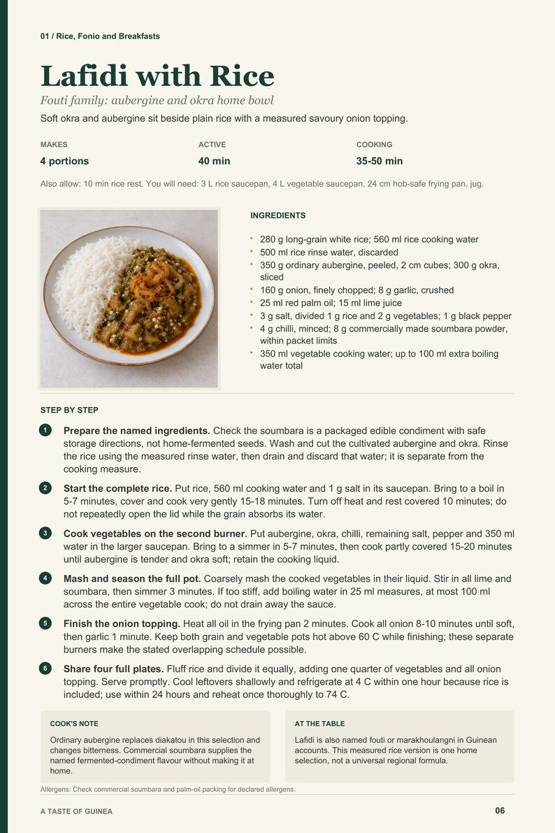 Actual PDF page 6 from A Taste of Guinea: Lafidi with Rice recipe page.