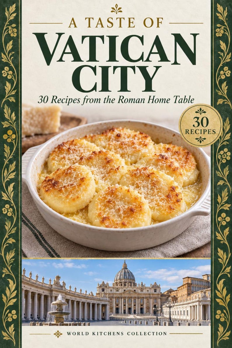 Actual cover of the A Taste of Vatican City PDF cookbook.