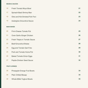 Actual PDF page 4 from A Taste of Benin: Contents, page 2.