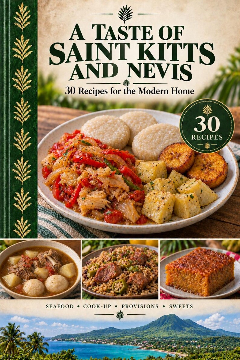 Actual cover of the A Taste of Saint Kitts and Nevis PDF cookbook.
