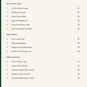 Actual PDF page 4 from A Taste of Portugal: Contents, page 2.