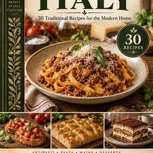 Actual cover of the A Taste of Italy PDF cookbook.