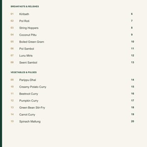 Actual PDF page 3 from A Taste of Sri Lanka: Contents, page 1.
