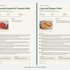 Two actual recipe pages from A Taste of Tajikistan.