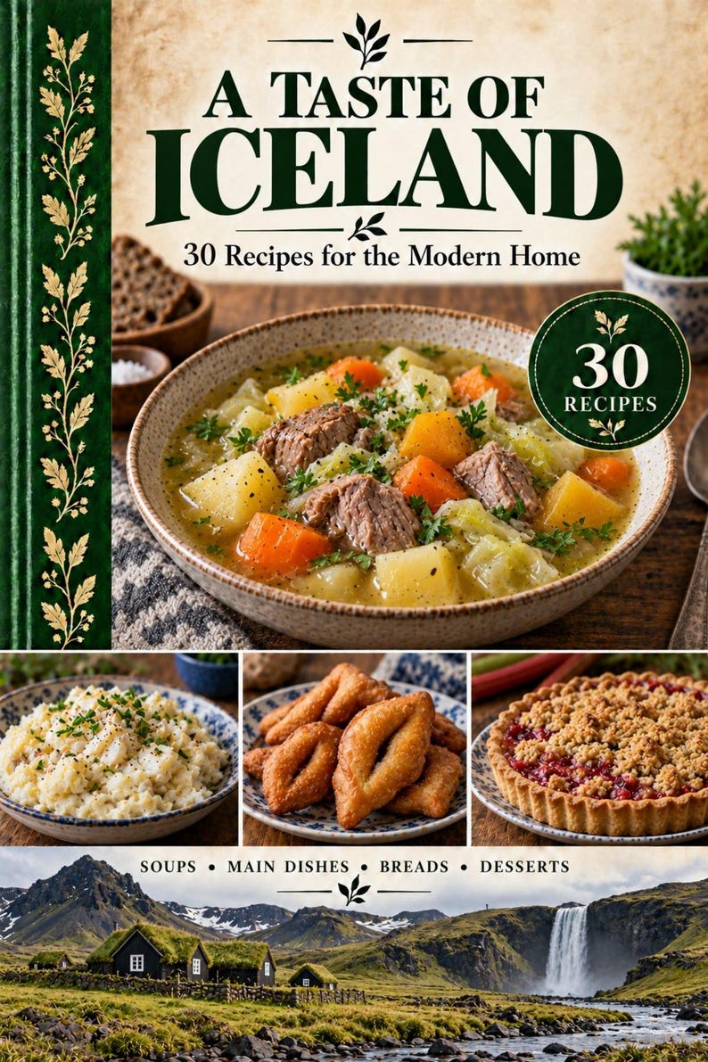 Actual cover of the A Taste of Iceland PDF cookbook.