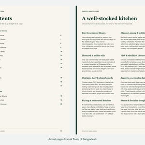 Actual contents and kitchen-notes pages from A Taste of Bangladesh.