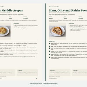 Two actual recipe pages from A Taste of Venezuela.