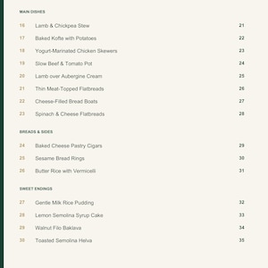 Actual PDF page 4 from A Taste of Turkiye: Contents, page 2.