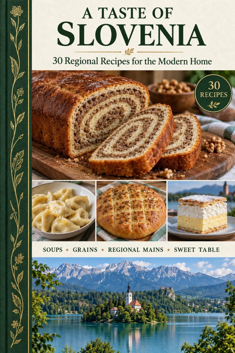 Actual cover of the A Taste of Slovenia PDF cookbook.