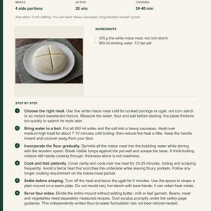 Actual PDF page 6 from A Taste of Tanzania: Firm Maize Ugali recipe page.
