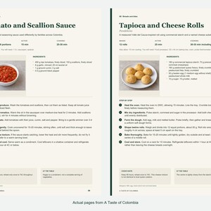 Two actual recipe pages from A Taste of Colombia.