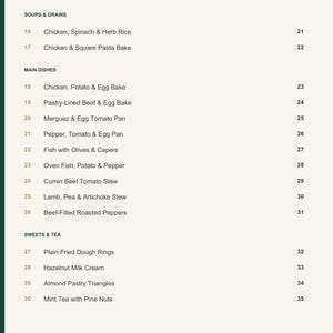 Actual PDF page 4 from A Taste of Tunisia: Contents, page 2.