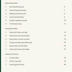 Actual PDF page 3 from A Taste of Suriname: Contents, page 1.