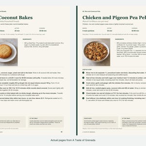Two actual recipe pages from A Taste of Grenada.