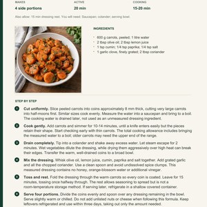 Actual PDF page 13 from A Taste of Morocco: Carrot Salad with Cumin recipe page.