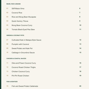Actual PDF page 3 from A Taste of Mozambique: Contents, page 1.