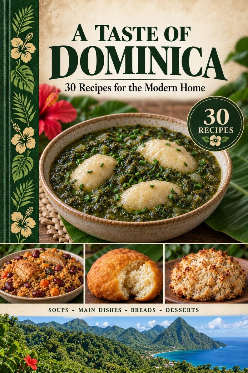 Actual cover of the A Taste of Dominica PDF cookbook.