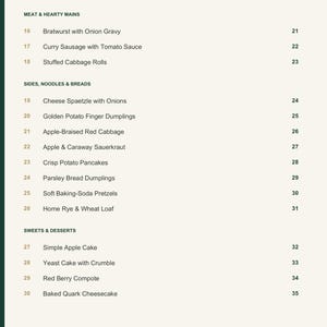 Actual PDF page 4 from A Taste of Germany: Contents, page 2.