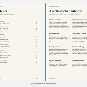 Actual contents and kitchen-notes pages from A Taste of Poland.