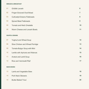 Actual PDF page 3 from A Taste of Armenia: Contents, page 1.