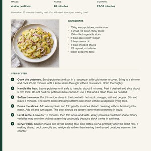 Actual PDF page 13 from A Taste of Slovenia: Warm Potato & Onion Salad recipe page.