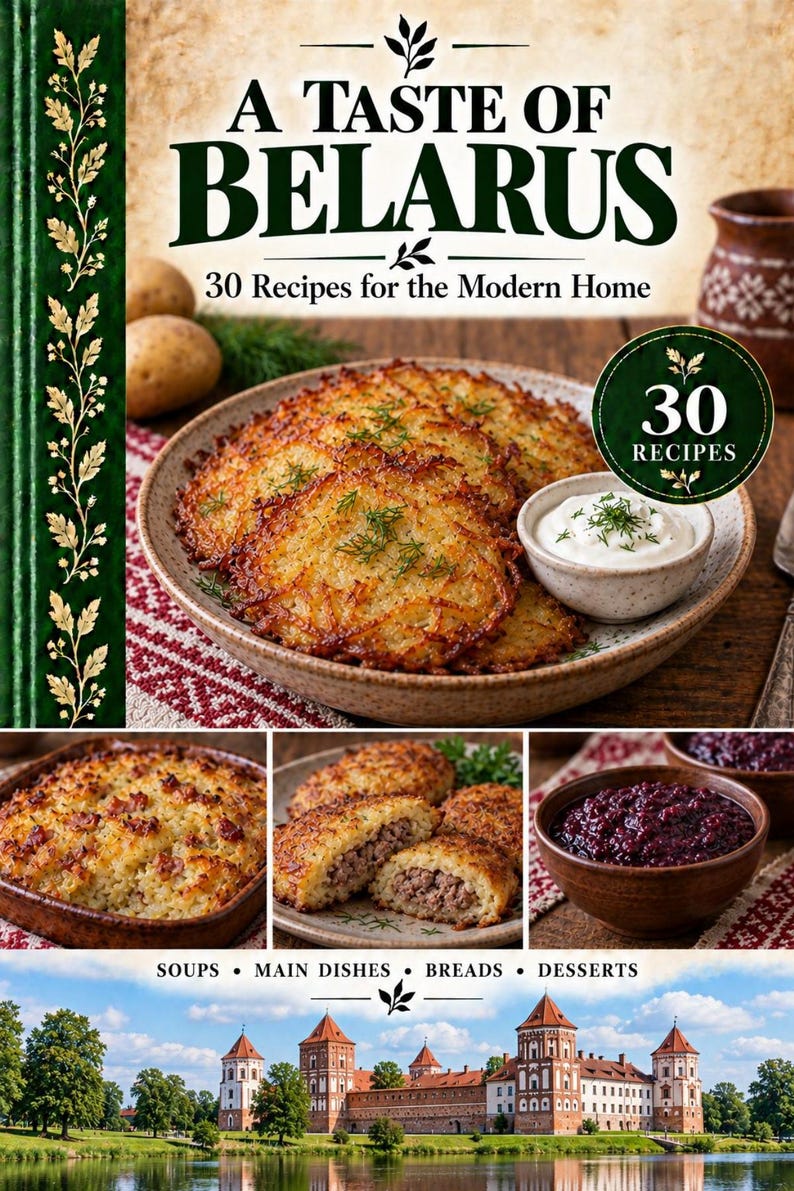 Actual cover of the A Taste of Belarus PDF cookbook.