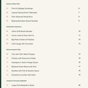 Actual PDF page 3 from A Taste of China: Contents, page 1.