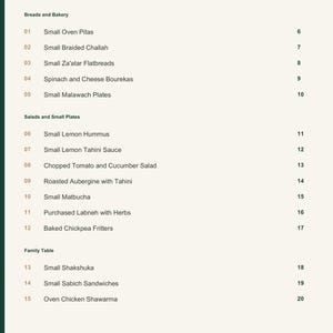 Actual PDF page 3 from A Taste of Israel: Contents, page 1.