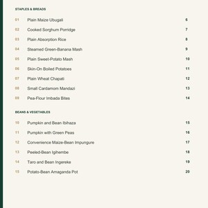 Actual PDF page 3 from A Taste of Rwanda: Contents, page 1.