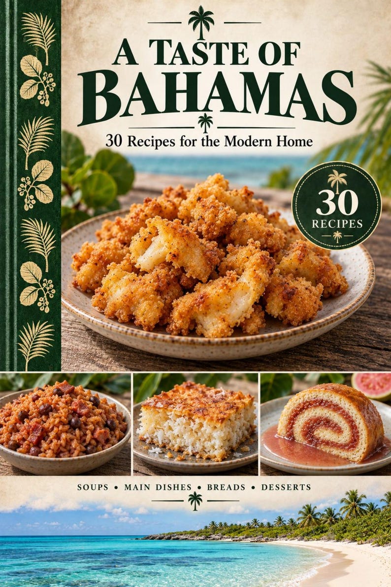 Actual cover of the A Taste of Bahamas PDF cookbook.