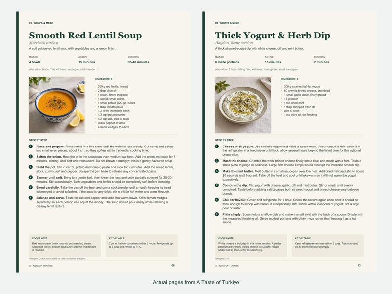 Two actual recipe pages from A Taste of Turkiye.