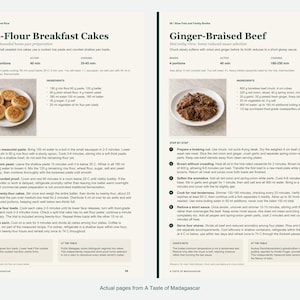 Two actual recipe pages from A Taste of Madagascar.