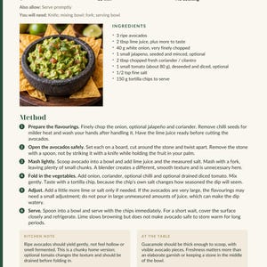 Actual PDF page 6 from A Taste of Mexico: Chunky Avocado & Lime Dip recipe page.