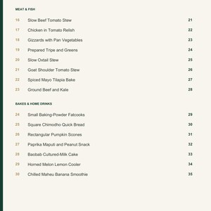 Actual PDF page 4 from A Taste of Zimbabwe: Contents, page 2.