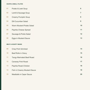 Actual PDF page 3 from A Taste of Germany: Contents, page 1.