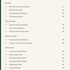Actual PDF page 4 from A Taste of Cuba: Contents, page 2.