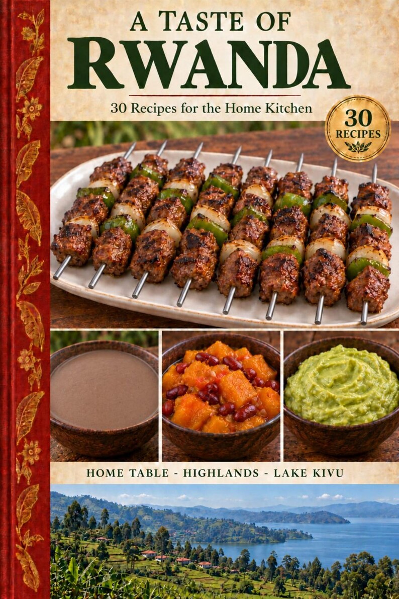 Actual cover of the A Taste of Rwanda PDF cookbook.