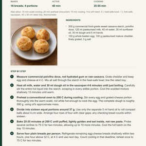 Actual PDF page 6 from A Taste of Brazil: Small Pao de Queijo recipe page.