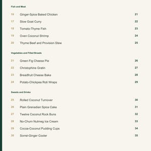 Actual PDF page 4 from A Taste of Grenada: Contents, page 2.