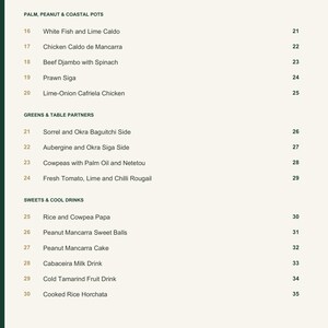 Actual PDF page 4 from A Taste of Guinea-Bissau: Contents, page 2.