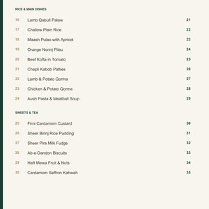 Actual PDF page 4 from A Taste of Afghanistan: Contents, page 2.