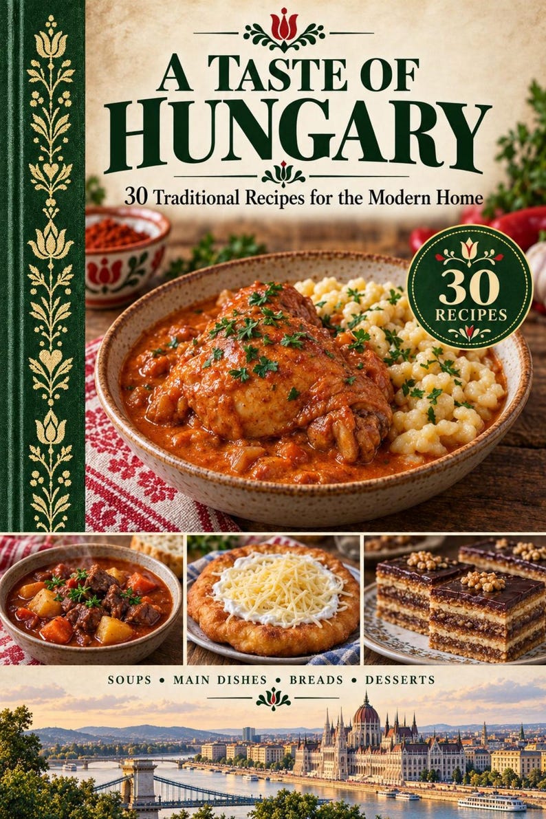 Actual cover of the A Taste of Hungary PDF cookbook.