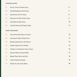 Actual PDF page 3 from A Taste of Latvia: Contents, page 1.