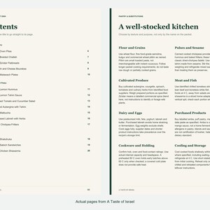 Actual contents and kitchen-notes pages from A Taste of Israel.